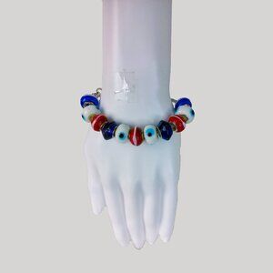 Evil Eye Beaded Charm Bracelet